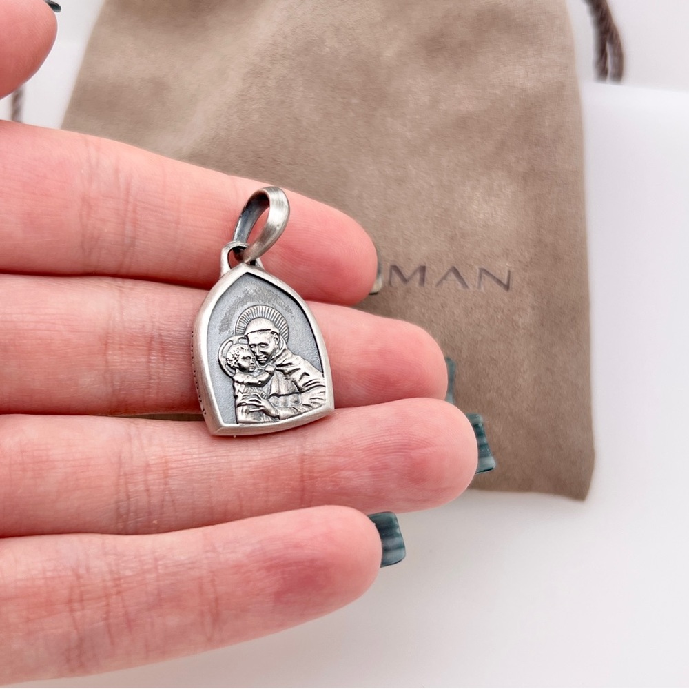 David Yurman 925 Sterling Silver Saint Anthony Pendant Amulet Men’s